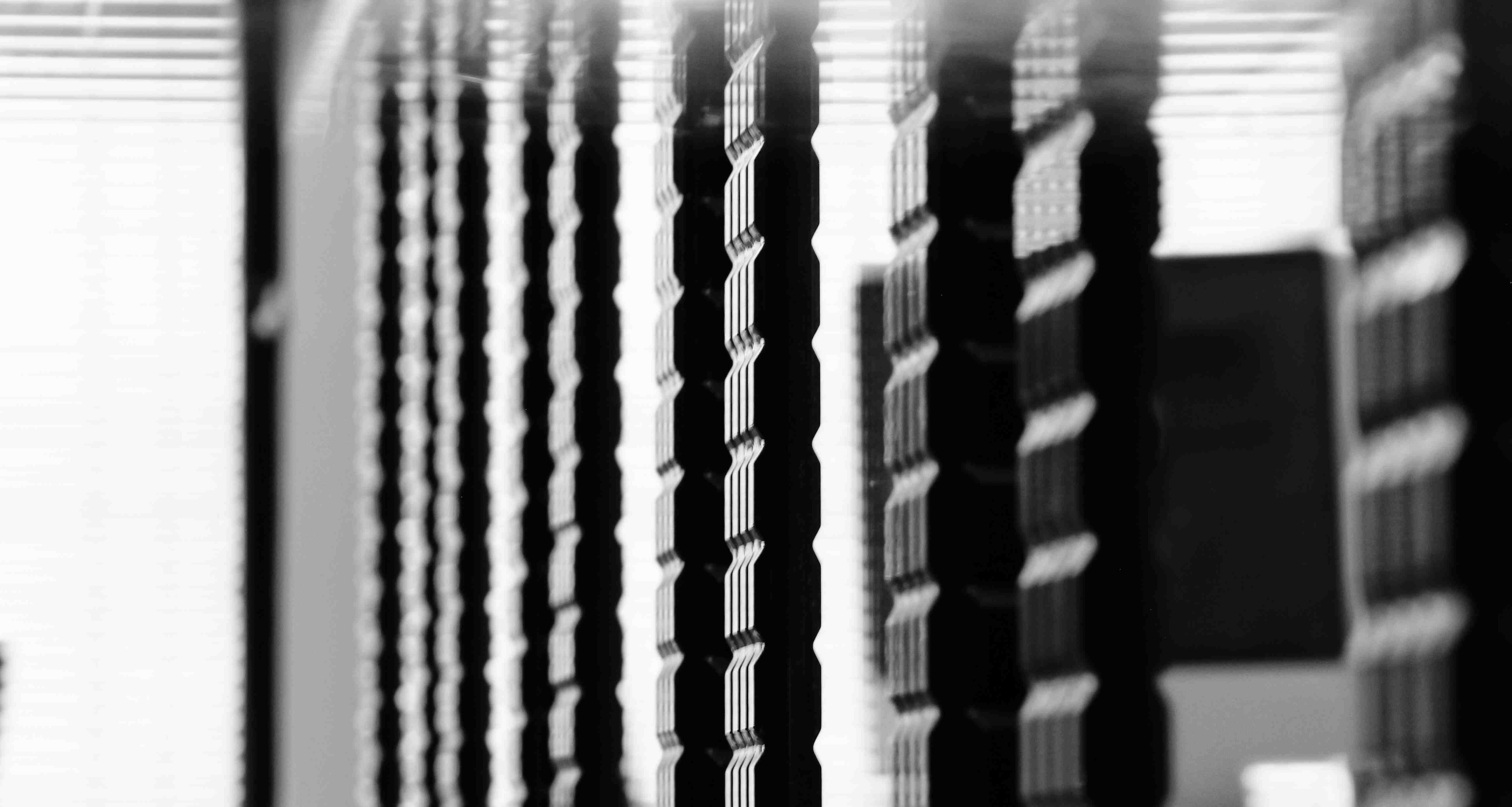 artistic shot of the mirrors in tyhe studio